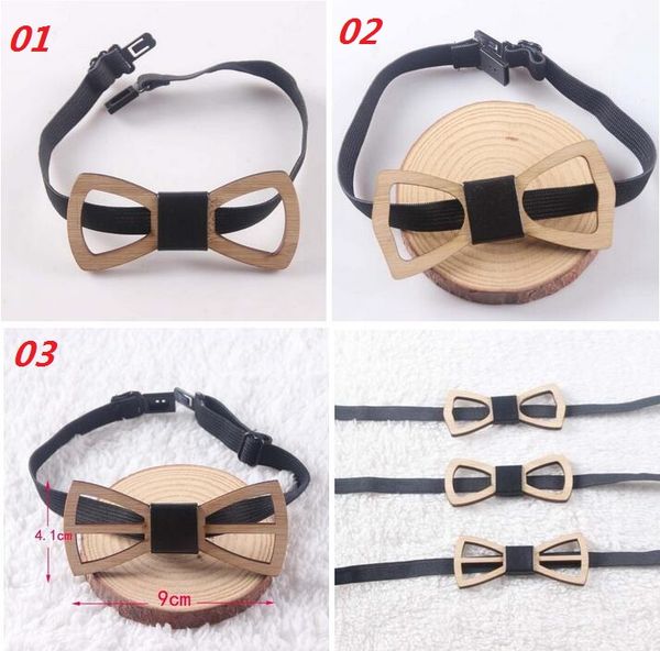 

fashion vintage bamboo wood bow ties hollow out bowknot for gentleman wedding wooden bowtie ing, Black;gray