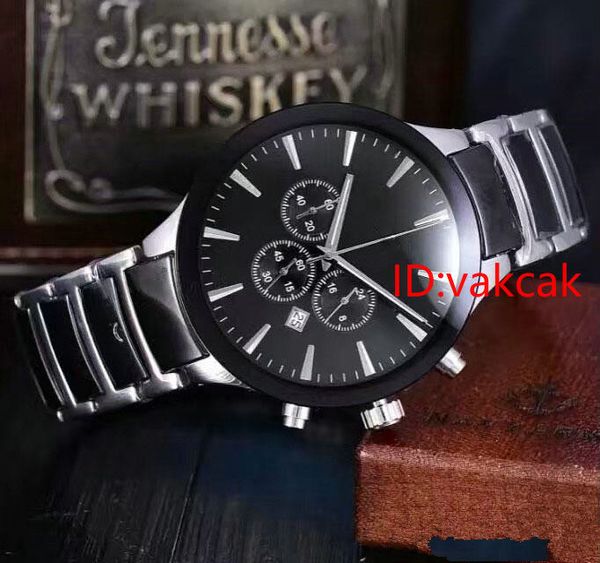 

luxury brand watches men timeworker black silver two tone watch quartz chronograph sports ceramics fashion watches men dress wristwatch