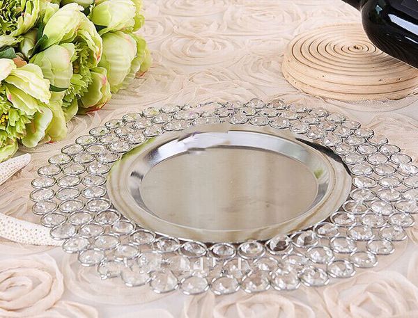 Fornitori di feste di matrimonio piatti di ricarica in vetro cristallo oro o scheggia