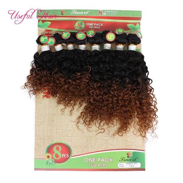 8 pçs / lote extensões de cabelo humano 250g kinky cabelo encaracolado extensões loira tecida fechamento, cor de borgonha tecer pacotes para mulheres negras marley