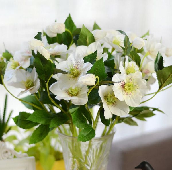 10 pcs Orquídea Artificial Flor Folha Haste De Madeira Para O Casamento De Noiva Bouquet Home Office Hotel Decoração