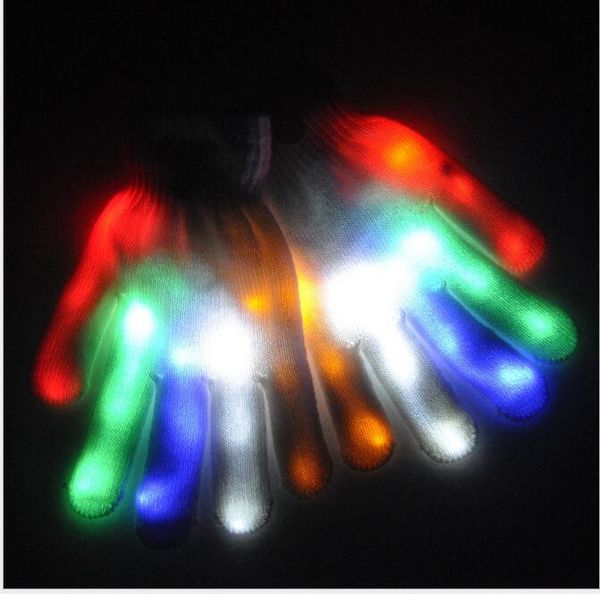 Led yanıp sönen gökkuşağı eldiven ışık gösterileri cadılar bayramı cosplay hayalet eldiven eldiveni renkli led Işık Up oyuncak Cadılar Bayramı Dans Rave Parti Eğlence