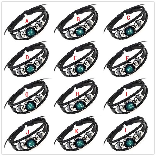 Hommes Noir Lava Stone Zodiac Signes Bracelet horoscope taurus Scorpio Charms Cadeau
