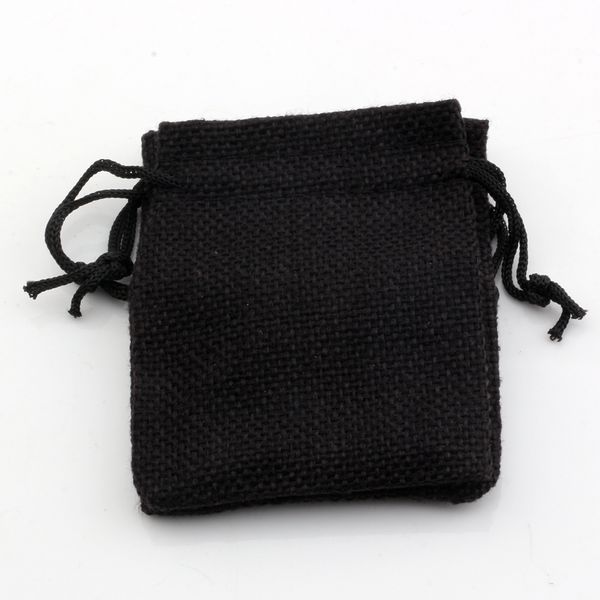 50pcs 10x14cm Black Linen Fabric Bacs Sacos de Jóias de Jóias de Candros Bolsas de Jóia de Burlap Bolsas de Jute