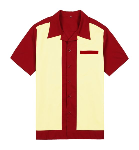 

wholesale- wholesale online mens casual shirts plus size short sleeves cotton vintage work shirt button up woven shirts rockabilly shirt, White;black