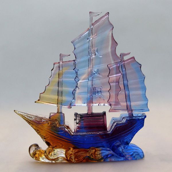 Presente do negócio Boa Sorte Navio De Barco De Vela De Vidro De Cristal Tecnologia Home Decor Decoração de Casamento empresa de vela suave a sua viagem