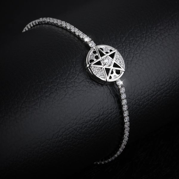 

mp jewelry cubic zirconia tennis bracelet for women star with shield and hollow design box chain adjustable luck blessing jewelry dds966, Black