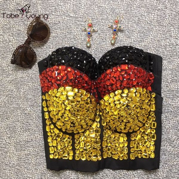 

wholesale- 2017 handmade spaghetti straps push up bodycon vintage retro rhinestone beaded cami blusa corset bustier, White
