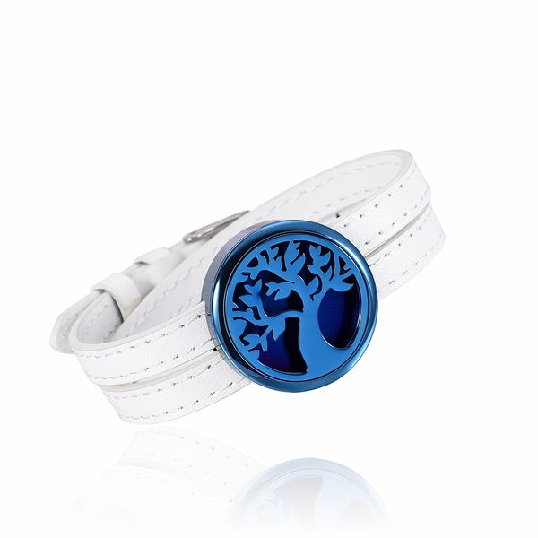 

ijp2001 30mm life of tree layers leather stainless steel essential oil diffusing perfume locket bracelet diy jewelry true leather bracelet, Golden;silver