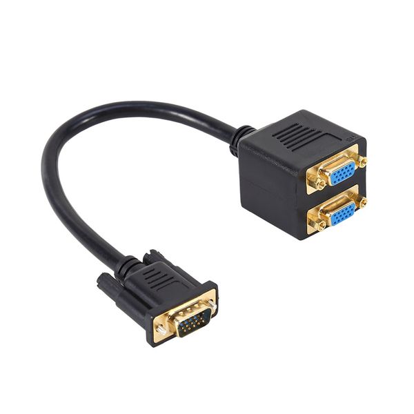 Freeshipping Erkek Kadın VGA Çift 2 VGA Dönüştürücü Adaptör Splitter Y Video Kablosu Bilgisayar Monitörü için