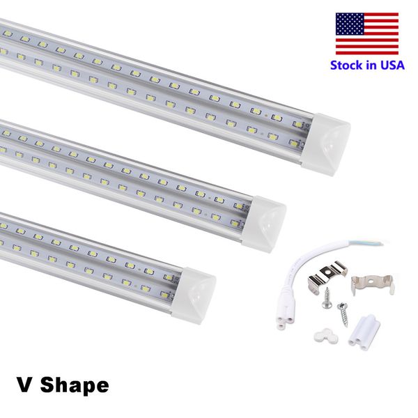 LED TUBE Light 8FT V Форма Integrate 4FT 5FT 6FT 8 футов T8 Двойные светодиодные трубки прохладный освещение светодиодный крепеж