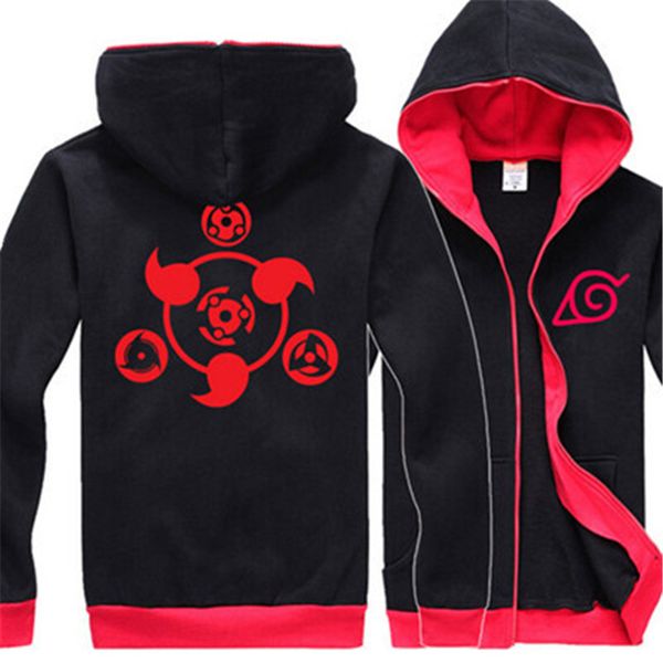 

wholesale- hoodie new anime uchiha sasuke cosplay coat uzumaki anime jacket winter men zipper hoody ninjia sweatshirts, Black