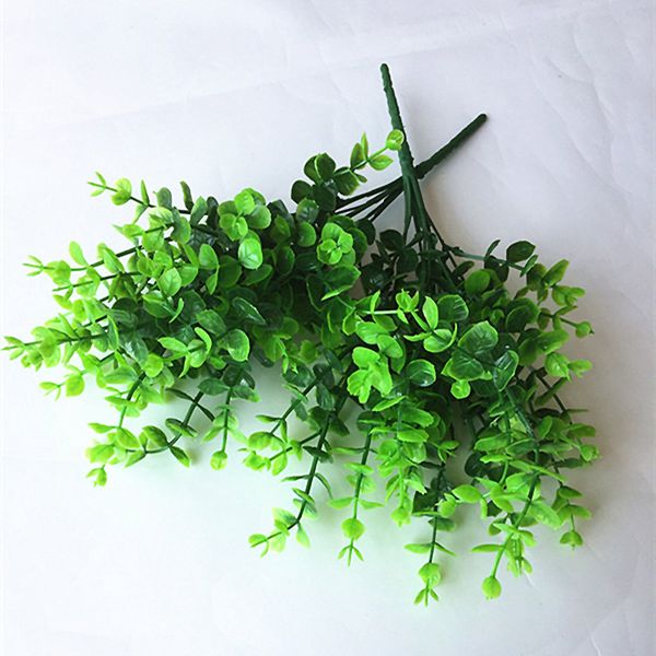 

Hot New Green 7-Branches Artificial Fake Floral Plastic Eucalyptus Plant Flowers Cafe Office Home Room Decorative fake flowers free shipping