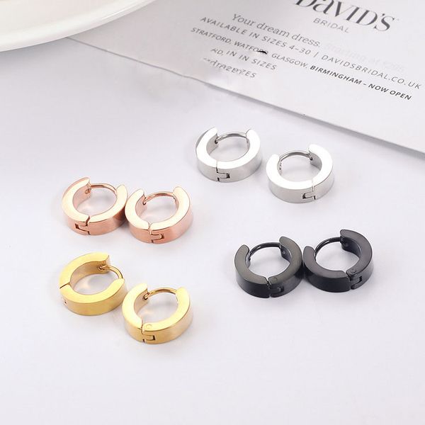 

punk men black stainless steel hoop piercing round earrings neutral earring for men fashion jewelry brincos hiphop glamour earrings, Golden;silver
