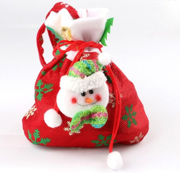 

merry christmas decoration santa claus kids candy exquisite print sack drawstring bag toy home party decor gift to children 20*23cm