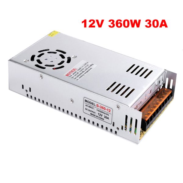 commutazione 30A 12V 360W alimentatore led 12v led driver power, dc12v Alluminio AC110V AC 220v a 12v trasformatore di illuminazione per striscia luminosa a led