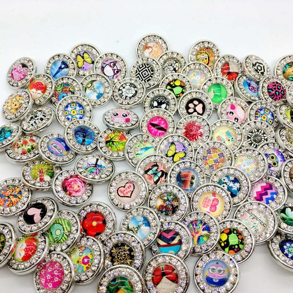 

Wholesale 20pcs/lot Fahion Mixed styles 18mm Copper Rhioneston Snap Button Charm Fit 18mm Snaps Diy Ginger Snaps Jewelry