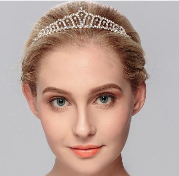 

pretty rhinestone tiara crown exquisite headband comb pin wedding bridal birthday tiaras bridal head pieces bridal hair accessories, Slivery;golden