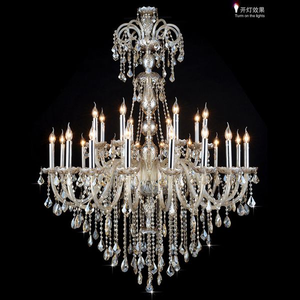 

big hall lamp chandeliers luxury champagne large modern crystal lighting villa living room staircase lamp