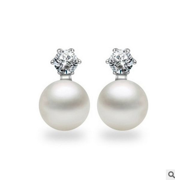 

925 silver earrings temperament female models korean version 925 silver anti-allergic six claw pearl earrings high-end 100% original pearl, Golden;silver