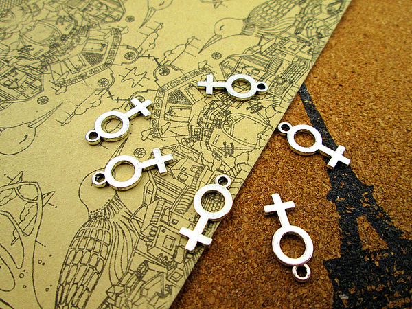 

120pcs female symbol charms antique silver tone gender 8x18mm, Bronze;silver