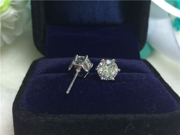 

2 carat/pair Silver 18K gold plated earring synthetic diamond stud earrings for women stud synthetic diamond wedding earrings
