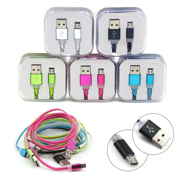 

candy color flat noodle micro usb data sync usb cable charging flashing cable with crystal box
