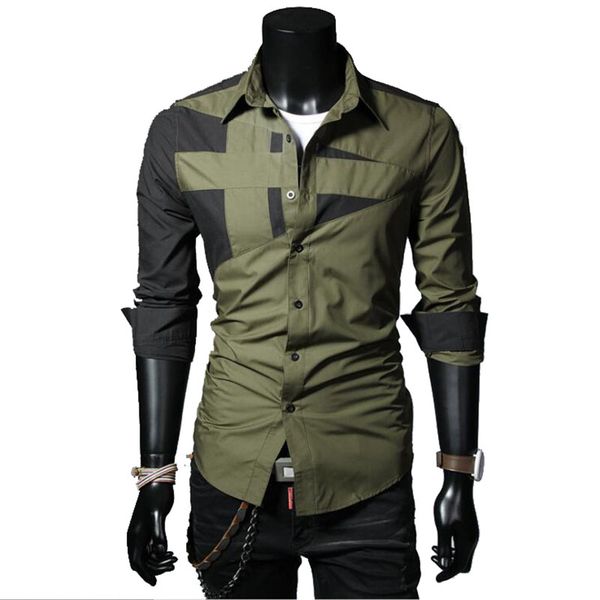 

Long Sleeve Mens Dress Shirts Cotton White Black Shirt Plus Size Slim Shirt For Men Fashion Geometric Brief Men Casual Shirt Free Shipping