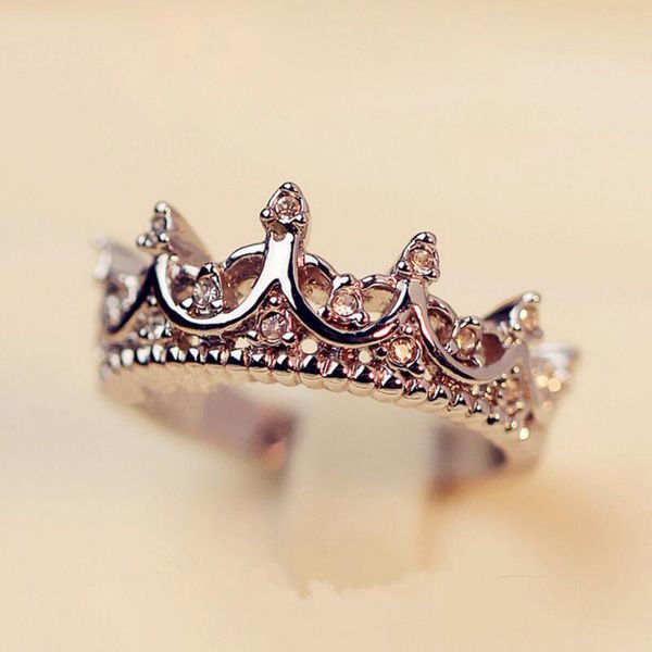 Queen Silver Crown Anéis para Mulheres Punk Marca de Cristal Jóias Amor Anéis Feminino Bijoux Casamento Anéis de Noivado Frete Grátis