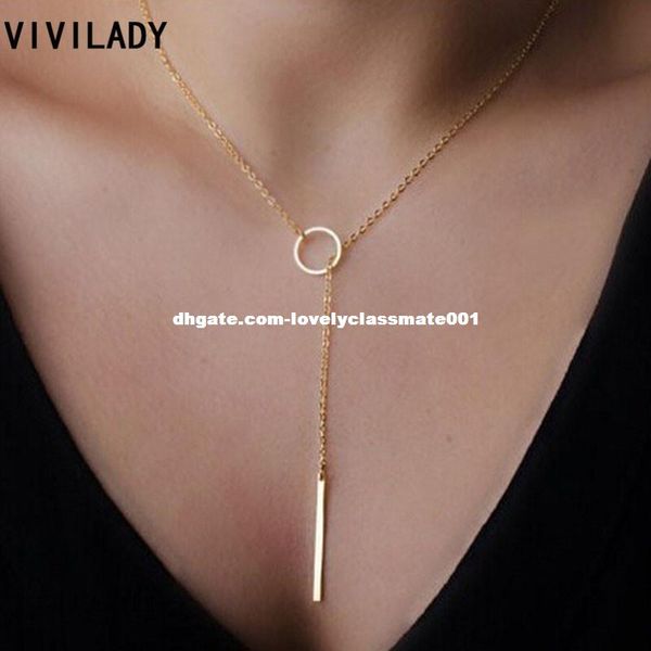 

VIVILADY позолоченный браслет цепи подвеска ожерелье женщин Dainty круг минималистский