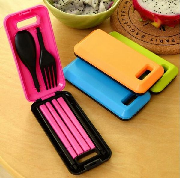 

portable folding travel dinnerware set korean tableware cutlery fork chopsticks set for kids bento lunch box accessories