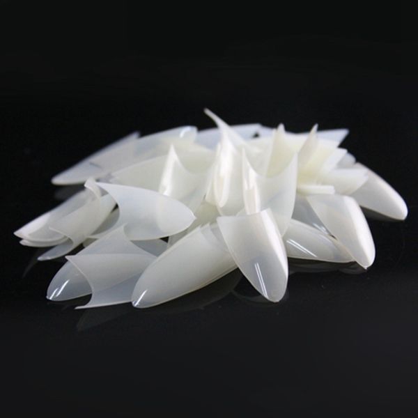 

wholesale- makartt 500 tips sharp ending natural french acrylic nail art tips stiletto false nail art decorations dropshipping retail a0023, Red;gold