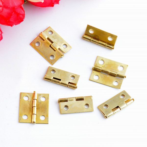 

wholesale- 100pcs gold tone hardware 4 holes diy box butt door hinges (not including screws) 18x15mm j3157