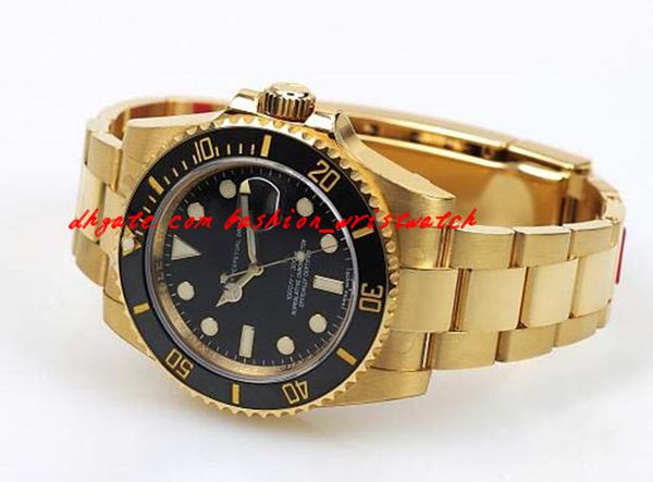 

fashion luxury wristwatch ceramic cerachrom 18k yellow gold dive watch 116618 unworn mechanical mens watches men's watch quality, Slivery;brown
