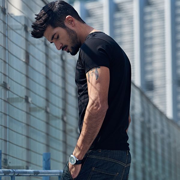 

sleeve wear t clothing summer casual mens 10 solid colors brand shirts man's kuegou short wholesale- slim plus t-shirts tees size gmqa, Black