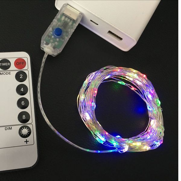 

led string lights 10m 33ft 100led 5v usb powered remote control outdoor warm white/rgb copper wire christmas wedding party decoration