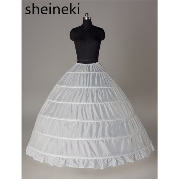 

White Black 6 Hoops Petticoat enaguas novia Crinoline Slip Underskirt Ball Gown Wedding Dress anagua de vestido de noiva jupon
