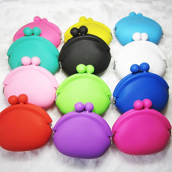 

20pcs candy color mini coin bag cute coin purse silicone money bags wallet 9.5x9cm, Red;black