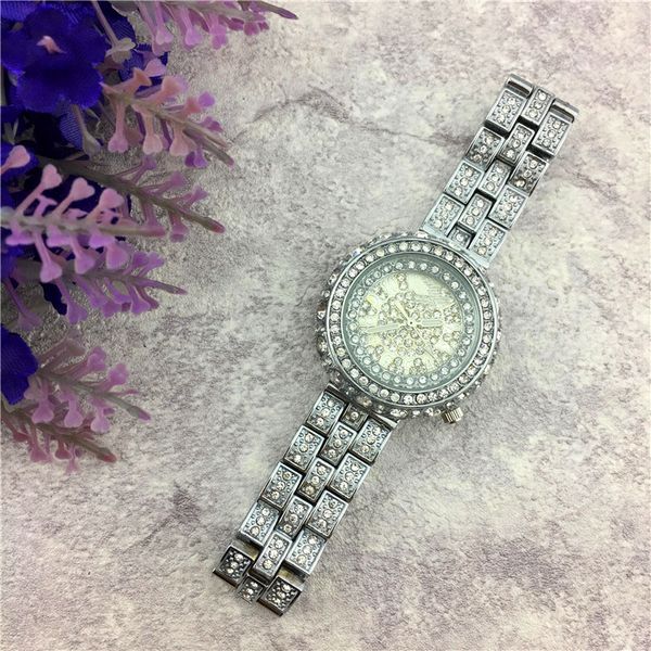 

мода luxury full diamonds analog quartz для женщин стали браслет цепь relogio мужской оптовая цена леди часы досуга высокосортных, Slivery;brown