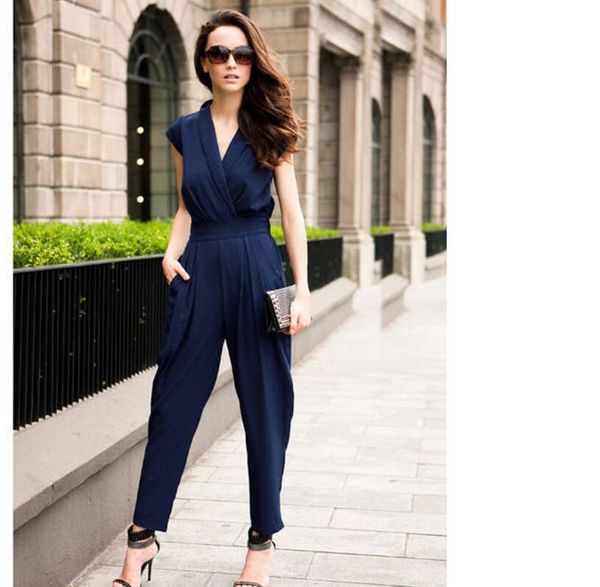 

wholesale- plus size new 2016 jumpsuit women's overall rompers fashion waist jumpsuit pants coveralls 3 colors bodysuit ing, Black;white