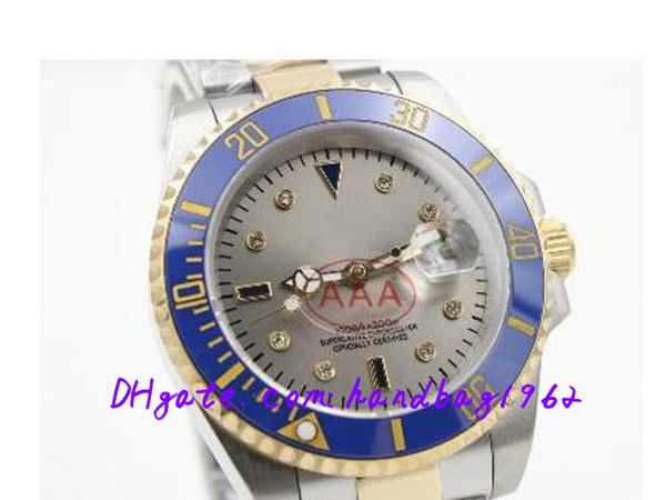 

grey serti dial 16613 18/ss watch men automatic ceramic bezel sapphire glass original buckle date watch mens dress wristwatches, Slivery;brown