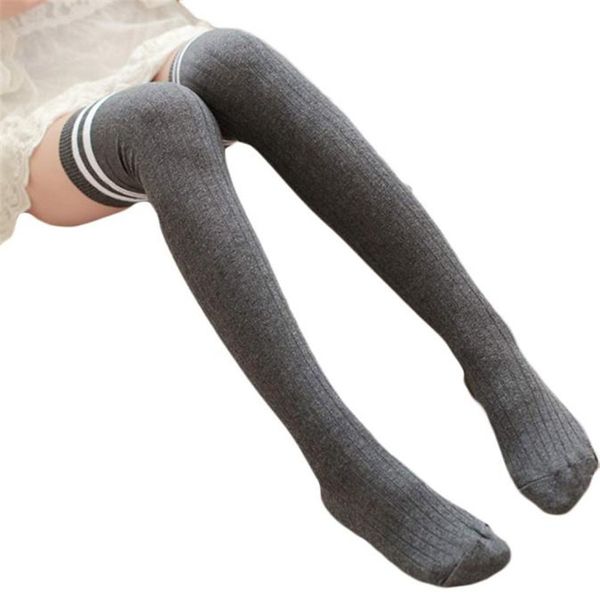 

wholesale- feitong women striped winter over knee socks for women girls leg warme soft knitting crochet socks female thigh high socks 2017, Black;white