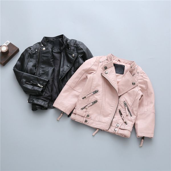 

Девушки куртка мягкая кожа PU осень молния пальто для Моды Детская верхняя одежда