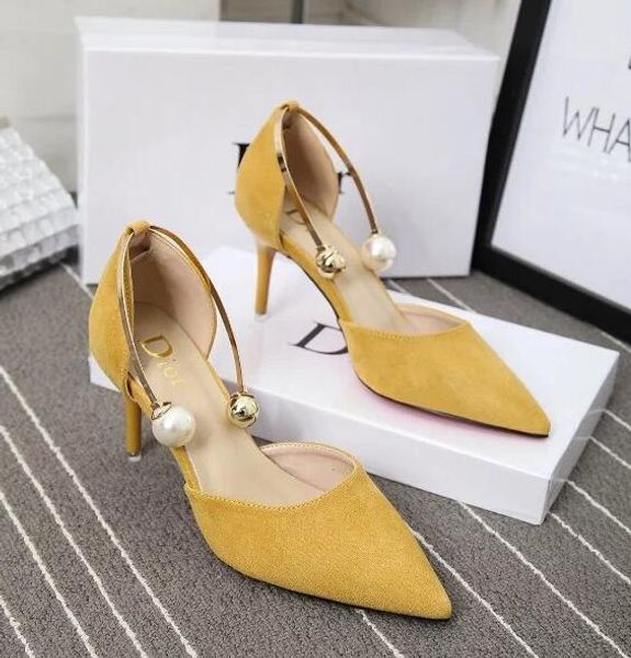 

Кожа сексуальные высокие каблуки женский лето 2017 новый скольжения на жемчуг прос