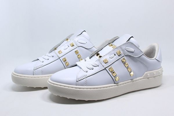 

women men mgenuine leather metal spike lady comfort casual shoe sport sneaker casual leather shoes personality womens hiking trail flat shoe, Black