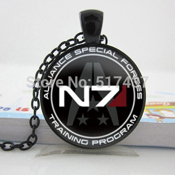 

new art glass dome mass effect inspired n7 necklace mass effect pendant jewelry glass p necklace, Silver