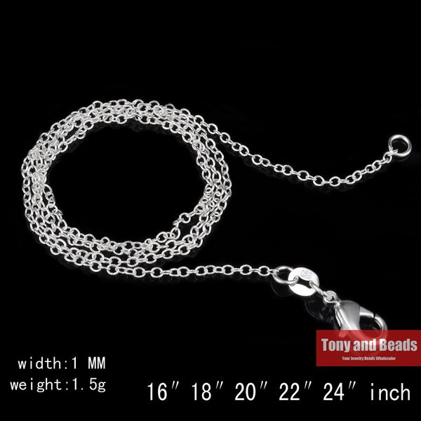 

wholesale- 1mm silver plated lobster clasp cable chain 16 18 20 22 24 inch pick size for jewelry making