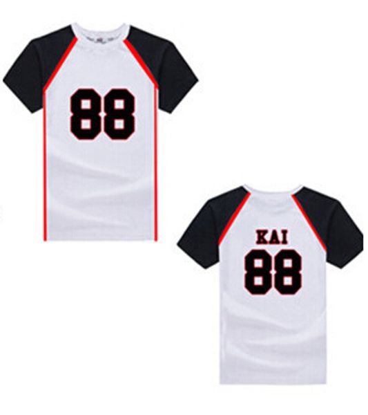 

wholesale- exo t shirts love me right stage same exo numbers and names print men's women's supportive t-shirt size s-xl kpop tee s, White