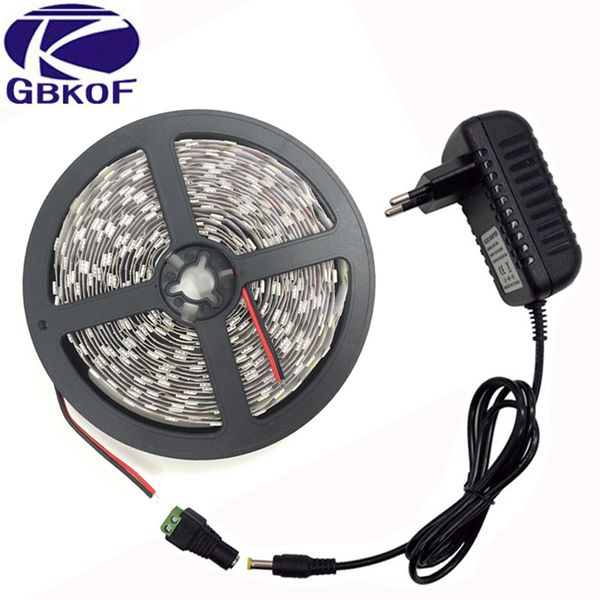 

1pack 5m single color white/ warm white 300 leds smd 5050 led strip light + dc female adapter + dc 12v 3a power supply adapter