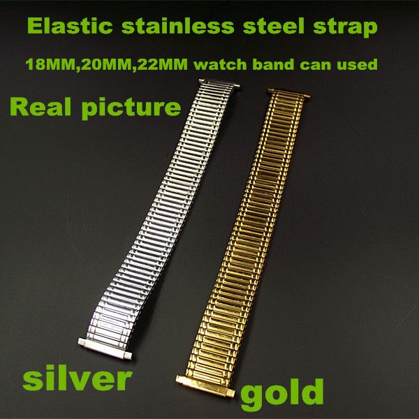 

wholesale- wholesale 20pcs /lots elastic stainless steel strap 18mm ,20mm ,22mm watch band can used gold and silver color -521, Black;brown